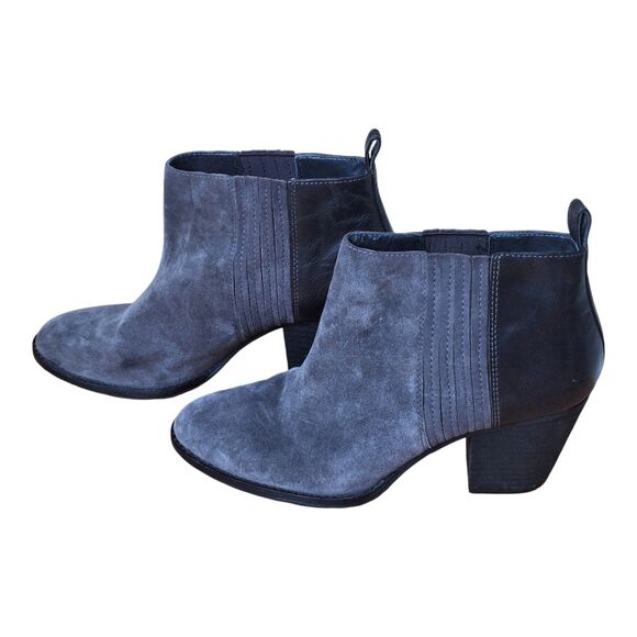Nine West Fiffi Chelsea Ankle Boots Gray Size 10M Round Toe Block Heel Leather - Picture 1 of 12